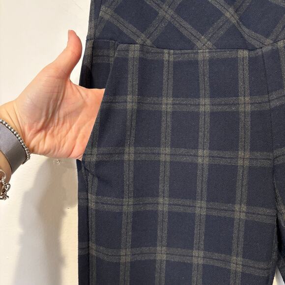 CAbi Women's Sz 2 Connery Ankle Length Trouser Mid Rise Stretch Plaid Blue‎ Tan - Picture 3 of 7